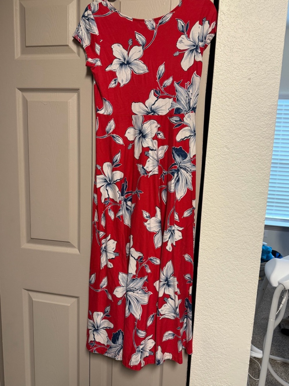 Chaps Red Floral Scoop Neck Dress - Picture 3 of 3